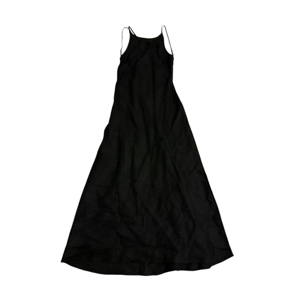 NWT VRG GRL Opal Linen Maxi Dress Womens 10 Black Open Back Strappy Asymmetrical - Picture 4 of 8